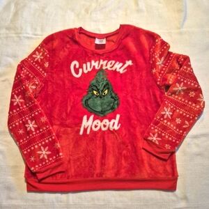 Grinch women's size Small fuzzy red shirt with long sleeve, super soft, VGUC